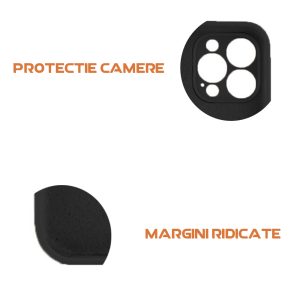 Husa silicon microfibra compatibila cu Apple iPhone 13 Pro, Prime Deluxe, acoperire completa, margini ridicate, protectie camera, Negru2