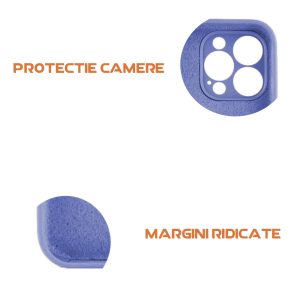 Husa silicon microfibra compatibila cu Apple iPhone 13 Pro, Prime Deluxe, acoperire completa, margini ridicate, protectie camera, Violet2