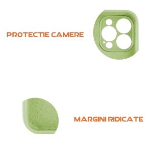 Husa silicon microfibra compatibila cu Apple iPhone 13 Pro, Prime Deluxe, acoperire completa, margini ridicate, protectie camera, Verde deschis3