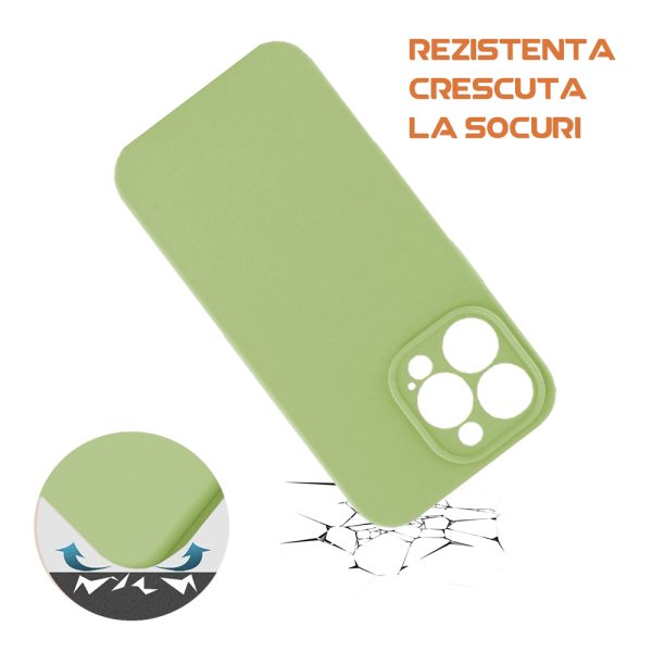 Husa silicon microfibra compatibila cu Apple iPhone 13 Pro, Prime Deluxe, acoperire completa, margini ridicate, protectie camera, Verde deschis