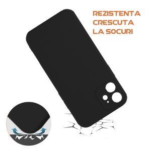 Husa silicon microfibra compatibila cu Apple iPhone 11, Prime Deluxe, acoperire completa, margini ridicate, protectie camera, Negru