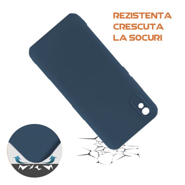 Husa silicon microfibra compatibila cu Xiaomi Redmi 9A, Prime Deluxe, acoperire completa, margini ridicate, protectie camera, Albastru