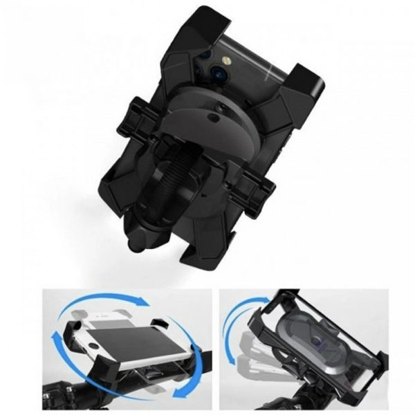 Suport cu brate pentru bicicleta, prindere / fixare pe ghidon, FONIX BikeHolder, telefon de 6 – 9 cm latime, reglabil 360 de grade, universal, Negru - 4