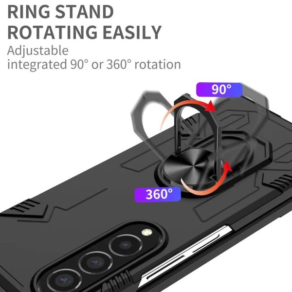 Husa compatibila cu Samsung Galaxy Z Fold 4, Rugged Ring, antisoc, inel, Negru