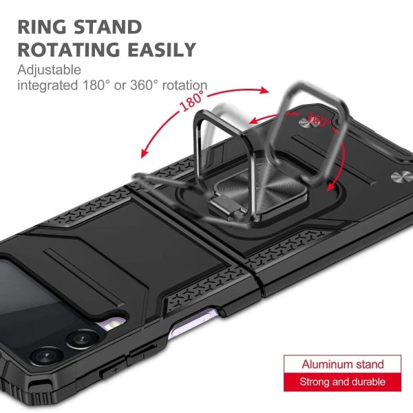 Husa compatibila cu Samsung Galaxy Z Flip 4, PowerGrip Ring, antisoc, inel, Negru