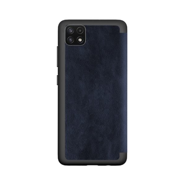 Husa carte compatibila cu Samsung Galaxy A22 5G, Blend LeatherBook, acoperire completa, clapeta transparenta, Albastru