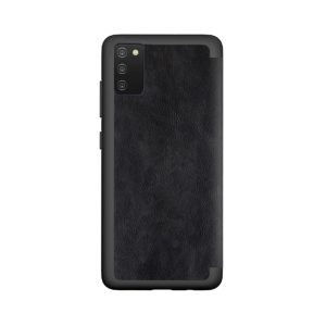 Husa carte compatibila cu Samsung Galaxy A03S, Blend LeatherBook, acoperire completa, clapeta transparenta, Negru