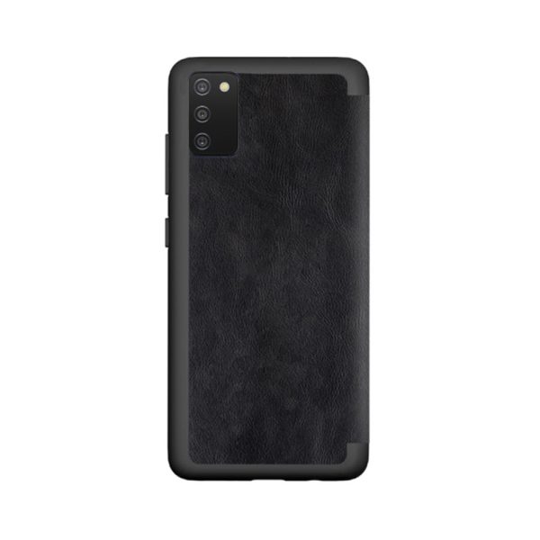 Husa carte compatibila cu Samsung Galaxy A03S, Blend LeatherBook, acoperire completa, clapeta transparenta, Negru