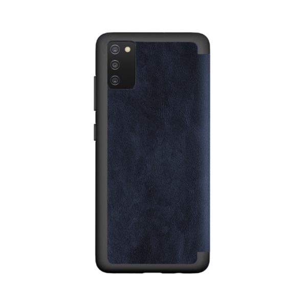 Husa carte compatibila cu Samsung Galaxy A03S, Blend LeatherBook, acoperire completa, clapeta transparenta, Albastru