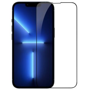 Folie sticla cu aplicator compatibila cu Apple iPhone 13 Pro Max, FONIX SmartGloss, Securizare PVB, Full cover, Full glue, Anti-soc, Margini negre, 5D, Instalare usoara