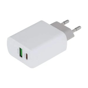 Incarcator retea, Fast Charge, 1xUSB-A, 1xUSB-C, ElectroCharge Duo, Adaptor 18W, 3A, Alb - 2