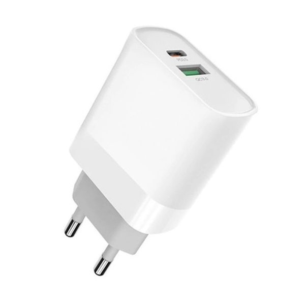 Incarcator retea, Fast Charge, 1xUSB-A, 1xUSB-C, ElectroCharge Duo, Adaptor 18W, 3A, Alb