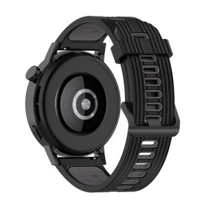 Curea de silicon compatibila cu Samsung Galaxy Watch 3 44 mm, Fonix Oval Crop, Design dual, Mata, Fina, Confortabila, Durabila, Atasare slide-in / slide-out, 22 mm, Negru - 2