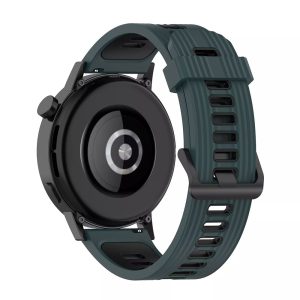 Curea de silicon compatibila cu Samsung Galaxy Watch 4 40 mm, Fonix Oval Crop, Design dual, Mata, Fina, Confortabila, Durabila, Atasare slide-in / slide-out, 20 mm, Verde Inchis