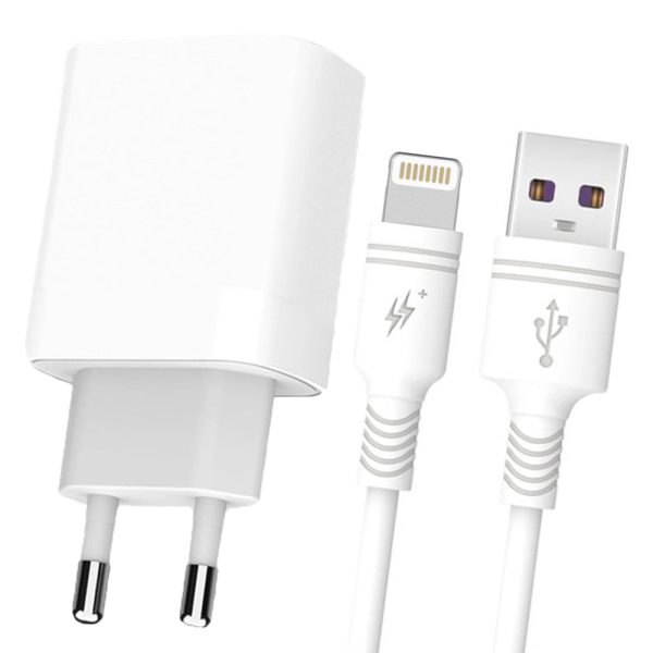 Incarcator retea compatibil cu iPhone, cablu Lightning inclus, ElectroCharge Pack, 15W, 3A, Alb