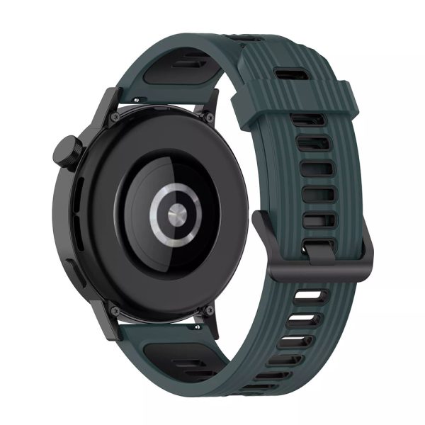 Curea de silicon compatibila cu Samsung Galaxy Watch Active, Fonix Oval Crop, Design dual, Mata, Fina, Confortabila, Durabila, Atasare slide-in / slide-out, 20 mm, Verde Inchis - 2