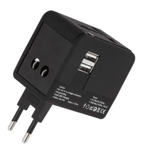 Adaptor universal, UK/USA/Europa, ElectroCharge Voyage, Fast Charge, 6000 mAh, 2xUSB-A, Negru - 3