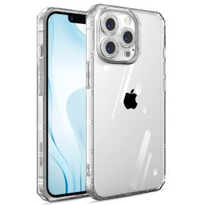 Husa Reinforced Quad-Edge compatibila cu iPhone 13 Pro Max, Colturi antisoc Patrate, Protectie camere, Silicon, Transparenta