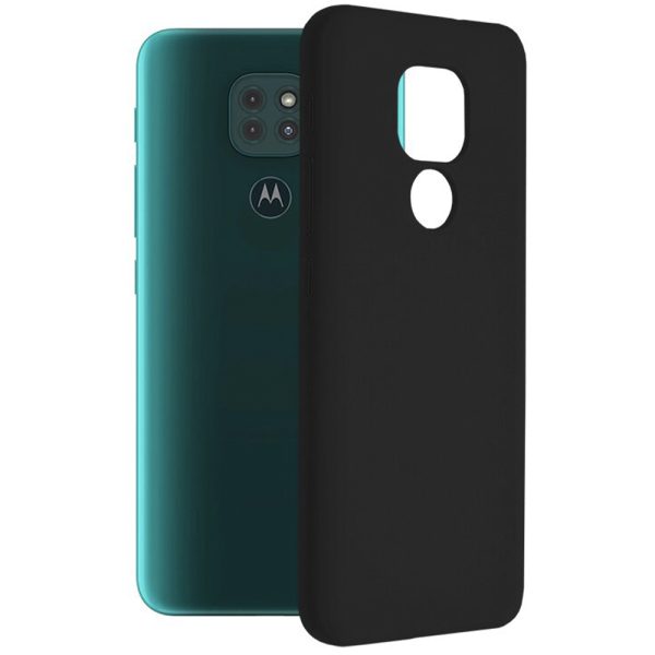 Husa protectie, interior de catifea, compatibila cu Motorola Moto G9 Play / E7 Plus, FONIX BloomShield, silicon, margini ridicate, slim, Negru