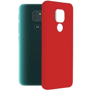 Husa protectie, interior de catifea, compatibila cu Motorola Moto G9 Play / E7 Plus, FONIX BloomShield, silicon, margini ridicate, slim, Rosu