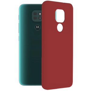 Husa protectie, interior de catifea, compatibila cu Motorola Moto G9 Play / E7 Plus, FONIX BloomShield, silicon, margini ridicate, slim, Visiniu