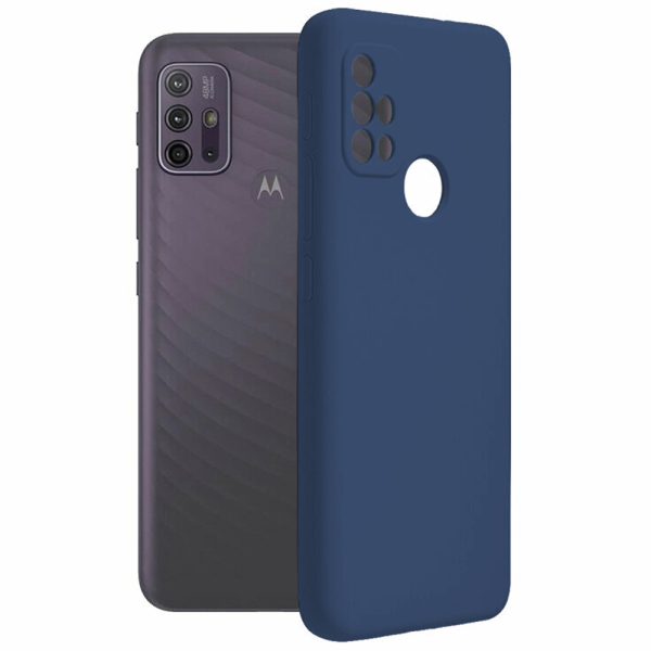 Husa protectie, interior de catifea, compatibila cu Motorola Moto G10 / G10 Power, FONIX BloomShield, silicon, margini ridicate, slim, Albastru inchis