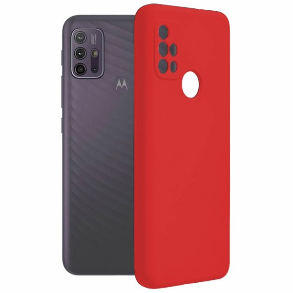 Husa protectie, interior de catifea, compatibila cu Motorola Moto G20, FONIX BloomShield, silicon, margini ridicate, slim, Rosu