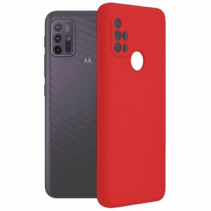 Husa protectie, interior de catifea, compatibila cu Motorola Moto G30, FONIX BloomShield, silicon, margini ridicate, slim, Rosu