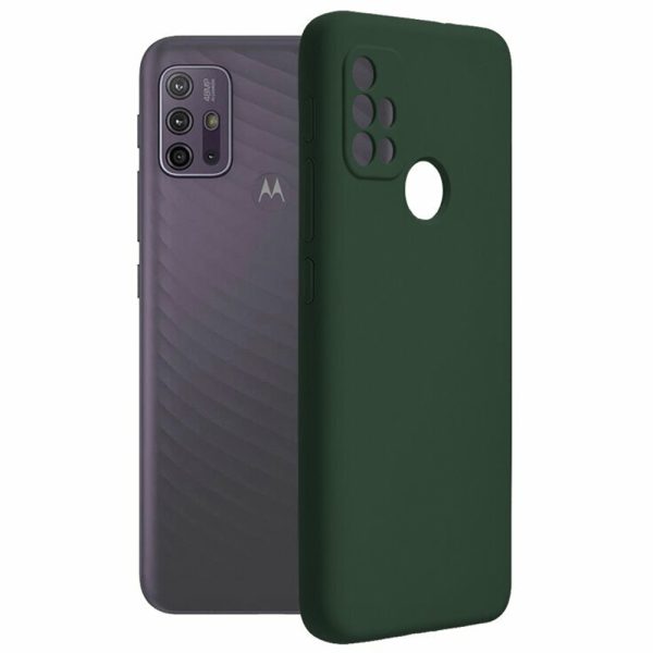 Husa protectie, interior de catifea, compatibila cu Motorola Moto G30, FONIX BloomShield, silicon, margini ridicate, slim, Verde inchis