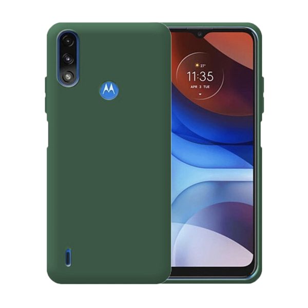 Husa protectie, interior de catifea, compatibila cu Motorola Moto E7 Power / E7i Power, FONIX BloomShield, silicon, margini ridicate, slim, Verde inchis