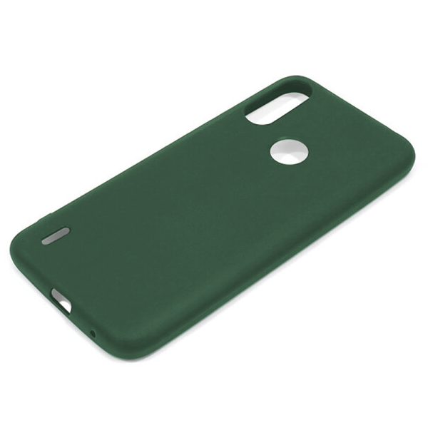 Husa protectie, interior de catifea, compatibila cu Motorola Moto E7 Power / E7i Power, FONIX BloomShield, silicon, margini ridicate, slim, Verde inchis