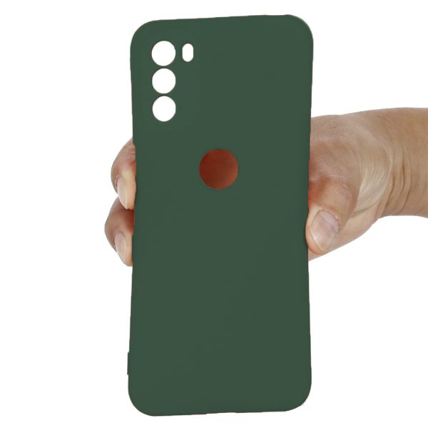 Husa protectie, interior de catifea, compatibila cu Motorola Moto G51 5G, FONIX BloomShield, silicon, margini ridicate, slim, Verde inchis