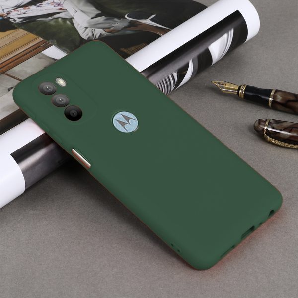 Husa protectie, interior de catifea, compatibila cu Motorola Moto G51 5G, FONIX BloomShield, silicon, margini ridicate, slim, Verde inchis4