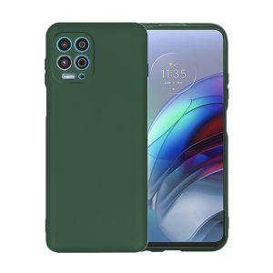 Husa protectie, interior de catifea, compatibila cu Motorola Moto G100 / Edge S, FONIX BloomShield, silicon, margini ridicate, slim, Verde inchis