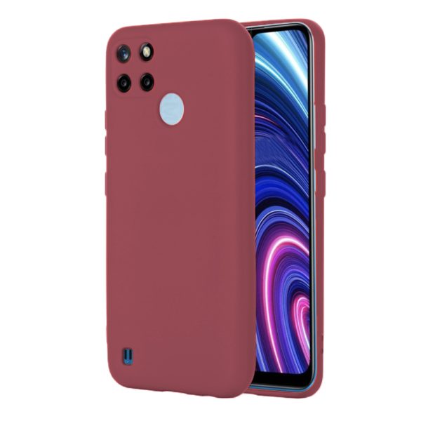 Husa protectie, interior de catifea, compatibila cu Realme 7i, FONIX BloomShield, silicon, margini ridicate, slim, Visiniu