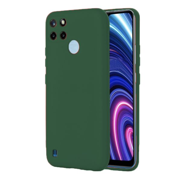 Husa protectie, interior de catifea, compatibila cu Realme 7i, FONIX BloomShield, silicon, margini ridicate, slim, Verde inchis