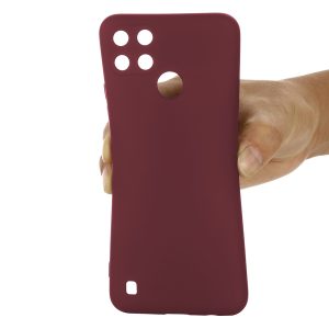 Husa protectie, interior de catifea, compatibila cu Realme C21, FONIX BloomShield, silicon, margini ridicate, slim, Visiniu4