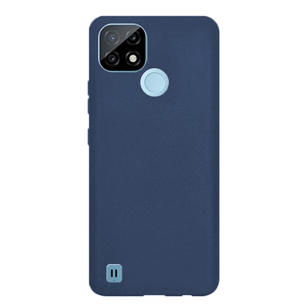 Husa protectie, interior de catifea, compatibila cu Realme C21, FONIX BloomShield, silicon, margini ridicate, slim, Albastru inchis