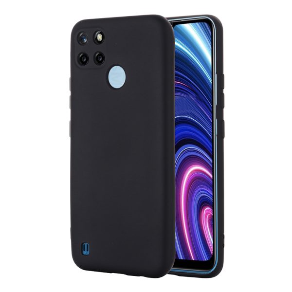 Husa protectie, interior de catifea, compatibila cu Realme C11 / C20, FONIX BloomShield, silicon, margini ridicate, slim, Negru