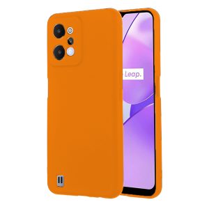 Husa protectie, interior de catifea, compatibila cu Realme 9i, FONIX BloomShield, silicon, margini ridicate, slim, Portocaliu neon