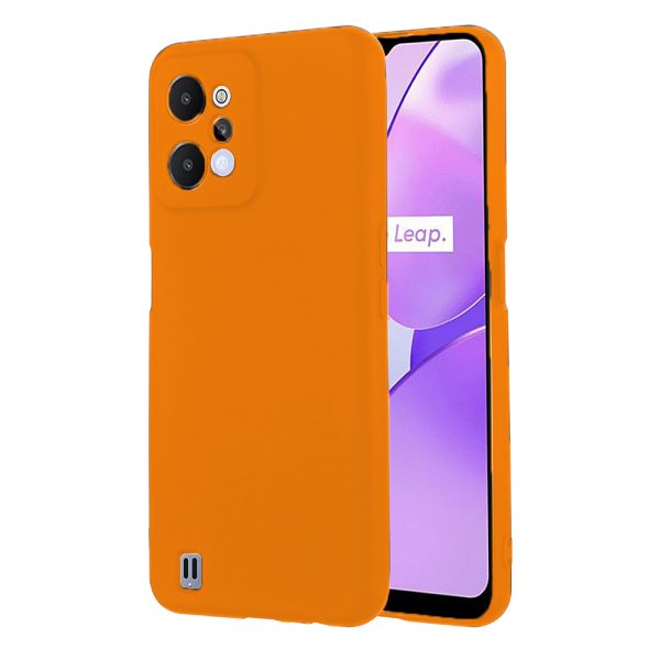 Husa protectie, interior de catifea, compatibila cu Realme 9i, FONIX BloomShield, silicon, margini ridicate, slim, Portocaliu neon