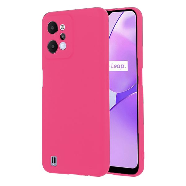 Husa protectie, interior de catifea, compatibila cu Realme 9i, FONIX BloomShield, silicon, margini ridicate, slim, Roz neon