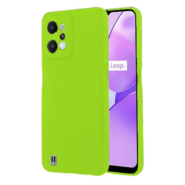 Husa protectie, interior de catifea, compatibila cu Realme 9i, FONIX BloomShield, silicon, margini ridicate, slim, Verde neon