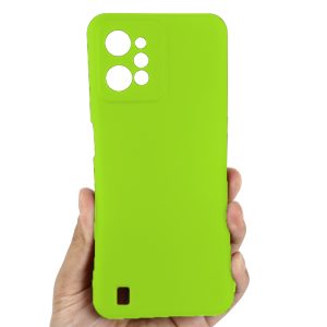 Husa protectie, interior de catifea, compatibila cu Realme 9i, FONIX BloomShield, silicon, margini ridicate, slim, Verde neon