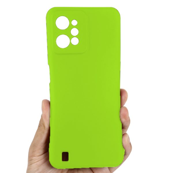 Husa protectie, interior de catifea, compatibila cu Realme 9i, FONIX BloomShield, silicon, margini ridicate, slim, Verde neon