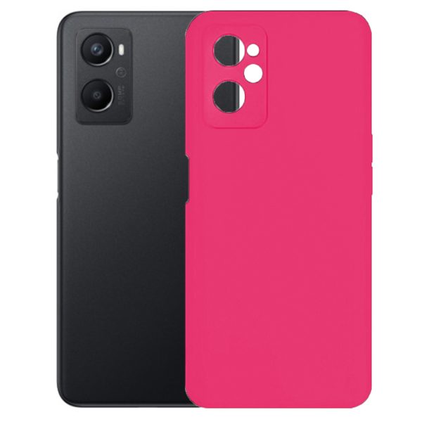 Husa protectie, interior de catifea, compatibila cu Oppo A96 4G, FONIX BloomShield, silicon, margini ridicate, slim, Roz neon