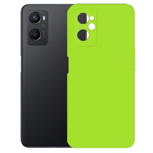 Husa protectie, interior de catifea, compatibila cu Oppo A96 4G, FONIX BloomShield, silicon, margini ridicate, slim, Verde neon