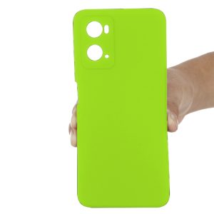 Husa protectie, interior de catifea, compatibila cu Oppo A96 4G, FONIX BloomShield, silicon, margini ridicate, slim, Verde neon