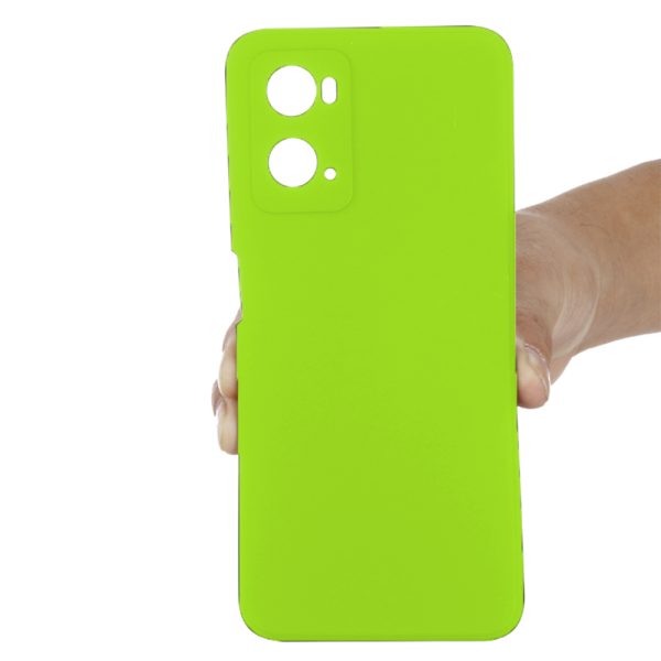 Husa protectie, interior de catifea, compatibila cu Oppo A96 4G, FONIX BloomShield, silicon, margini ridicate, slim, Verde neon