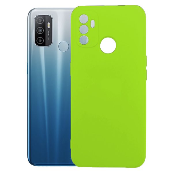 Husa protectie, interior de catifea, compatibila cu Oppo A53 / A53s, FONIX BloomShield, silicon, margini ridicate, slim, Verde neon